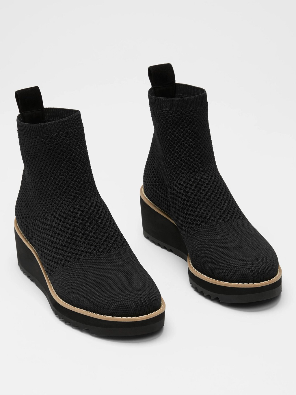 Eileen Fisher London Recycled Stretch Knit Ankle Bootie Solid Black Size 8
